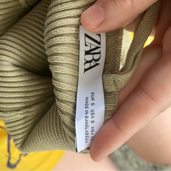 Zara Ribbed Tank Top in Olive Green - Picture 3 of 3